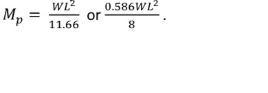 M p = W L 2 1 1 . 6 6 or 0 . 5 8 6 W L 2 8 .