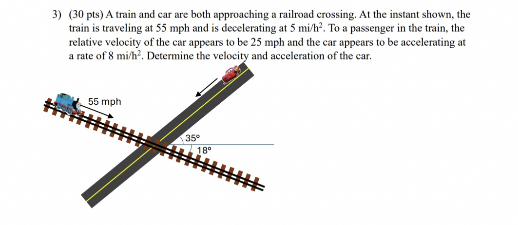 ( 3 0 pts ) A train and car are both approaching