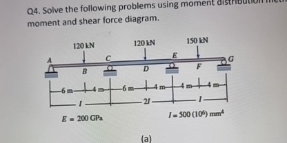 Q 4 . Solve the following problems using moment