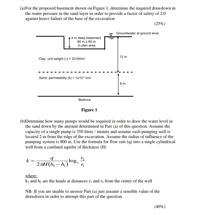 ( a ) For the proposed basement shown on Figure 1