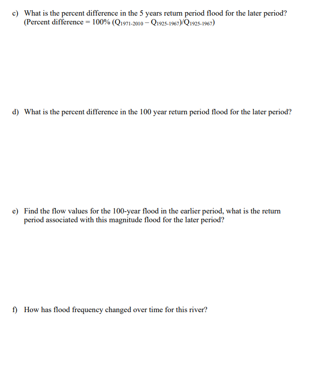 Return Period Calculation ( 8 points ) The graph