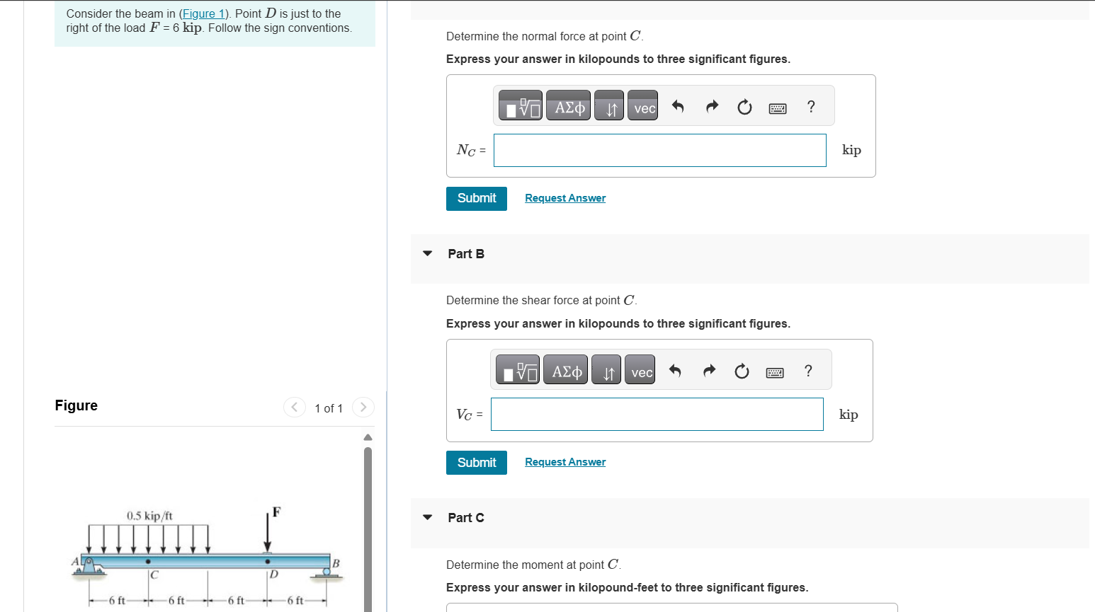 Consider the beam in ( Figure 1 ) . Point D is