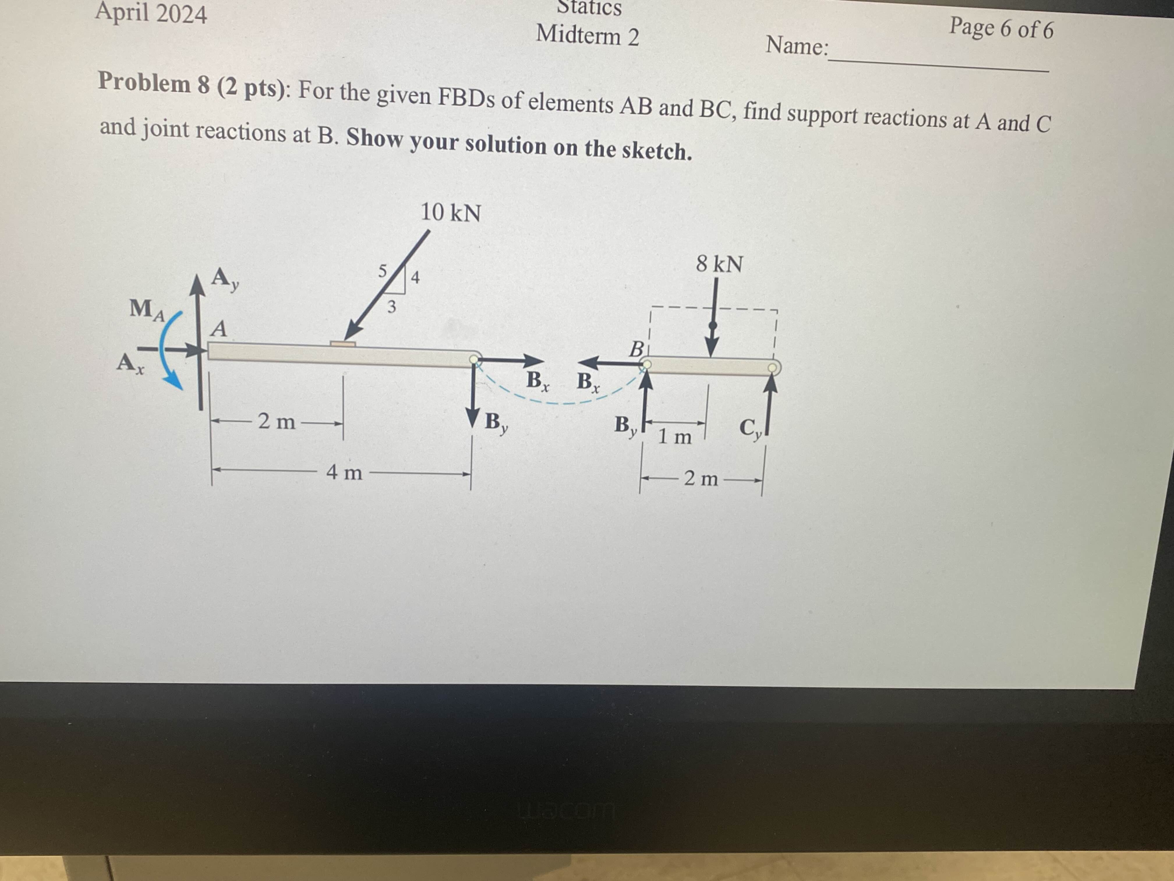 For the given FBDs of elements A B and B C , find