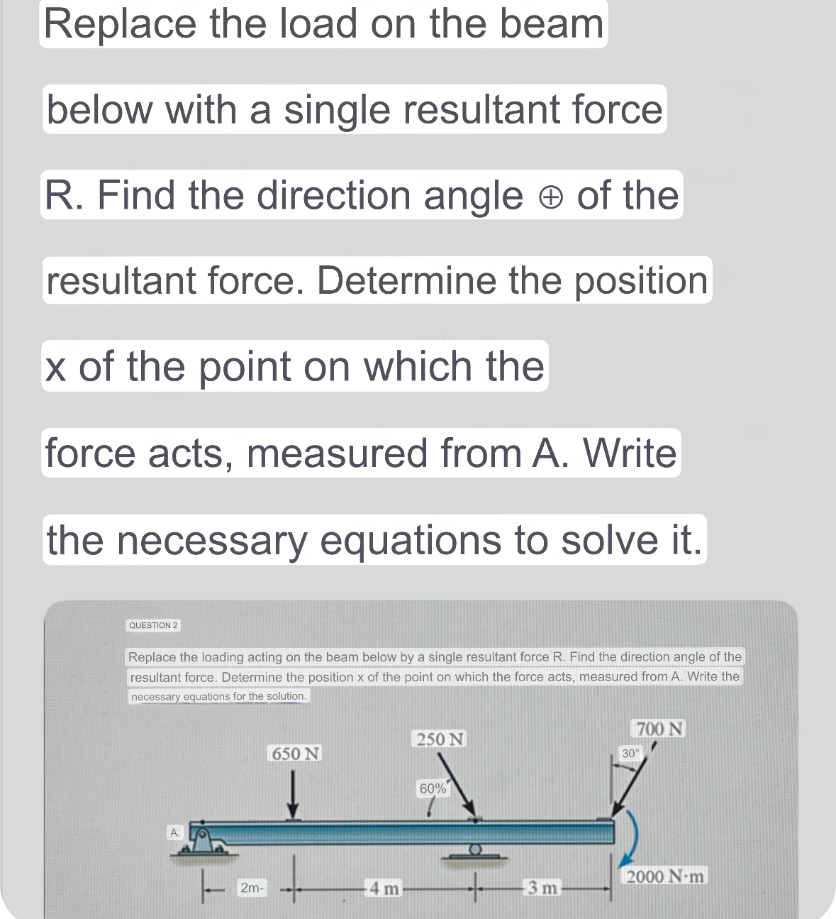 Replace the load on the beam below with a single