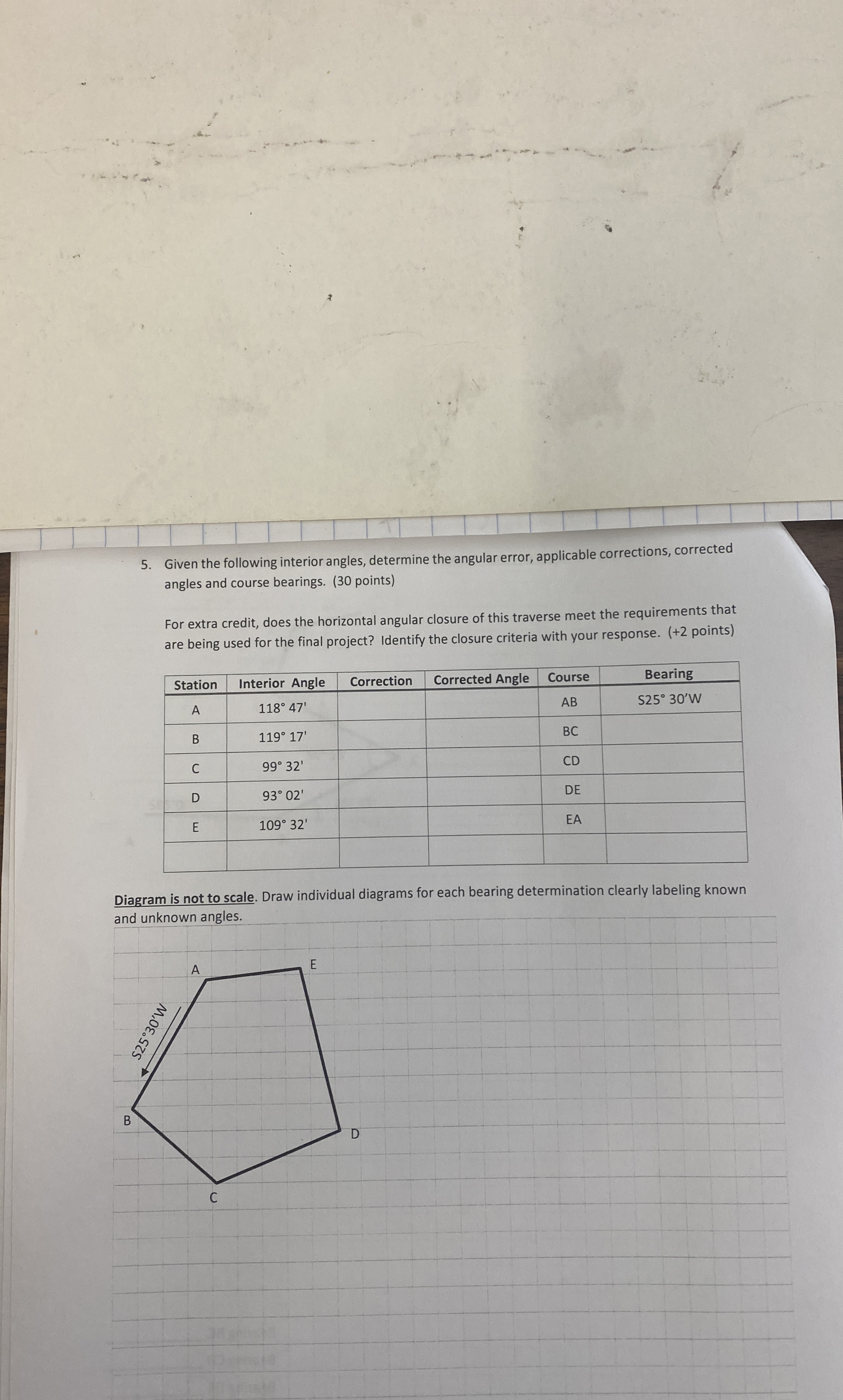 Given the following interior angles, determine