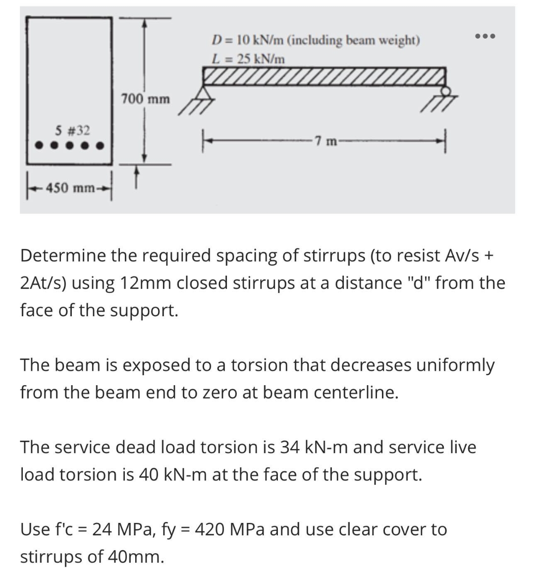 Determine the required spacing of stirrups ( to