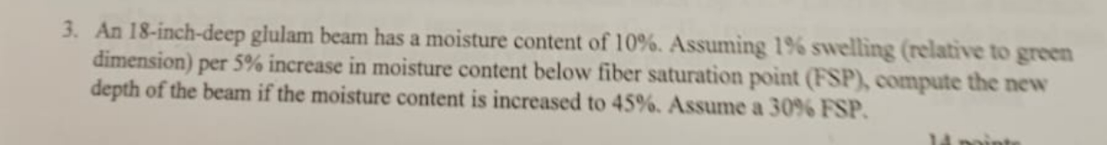 3 . An 1 8 - inch - deep glulam beam has a
