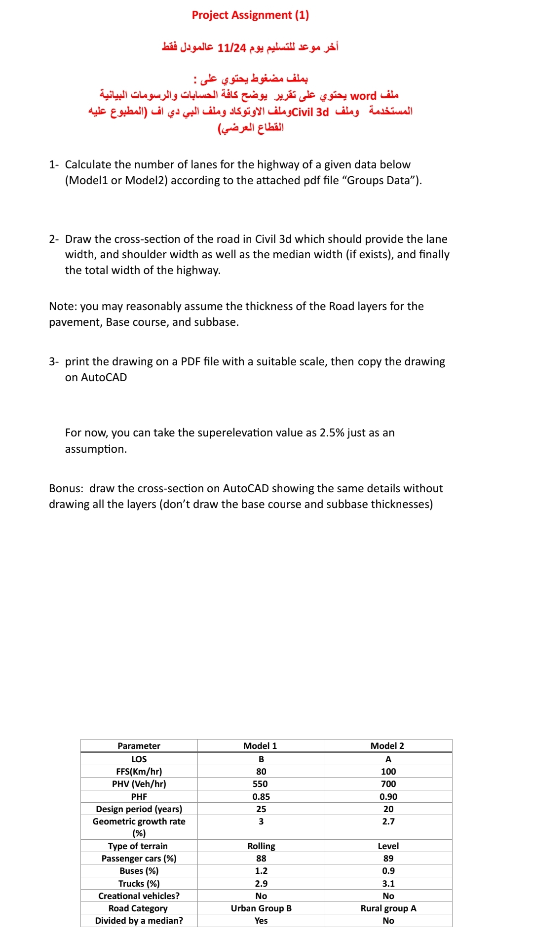 Project Assignment ( 1 ) 1 1 / 2 4 : word Civil 3