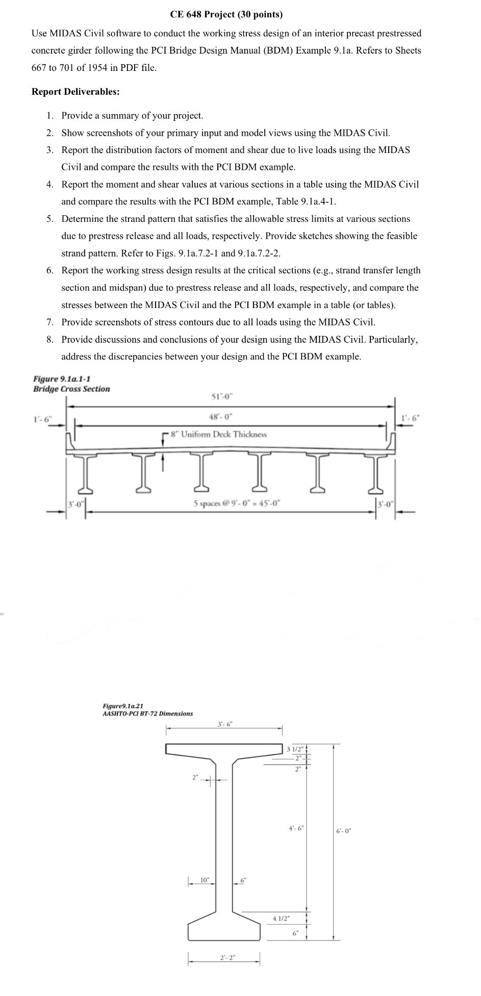 CE 6 4 8 Project ( 3 0 points ) Use MIDAS Civil