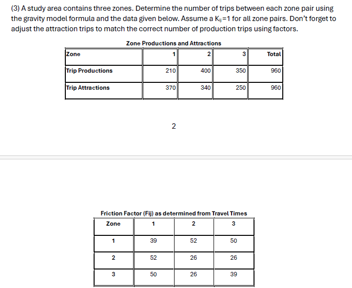 ( 3 ) A study area contains three zones.