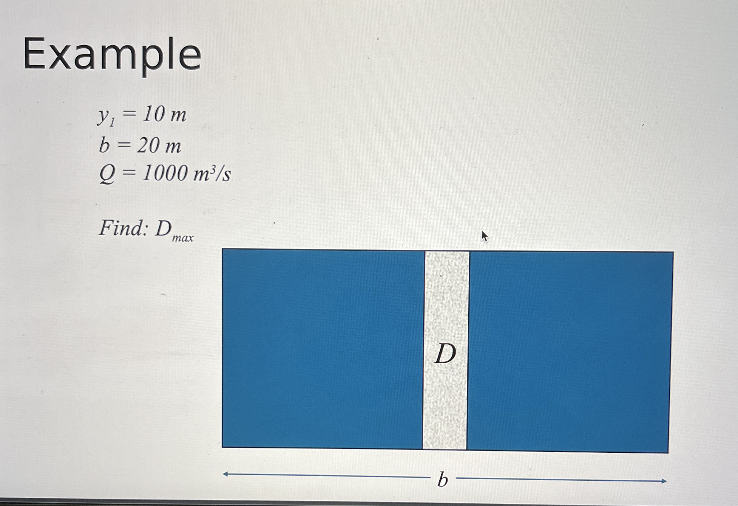 Example Find: D m a x to not choke the flow y 1 =