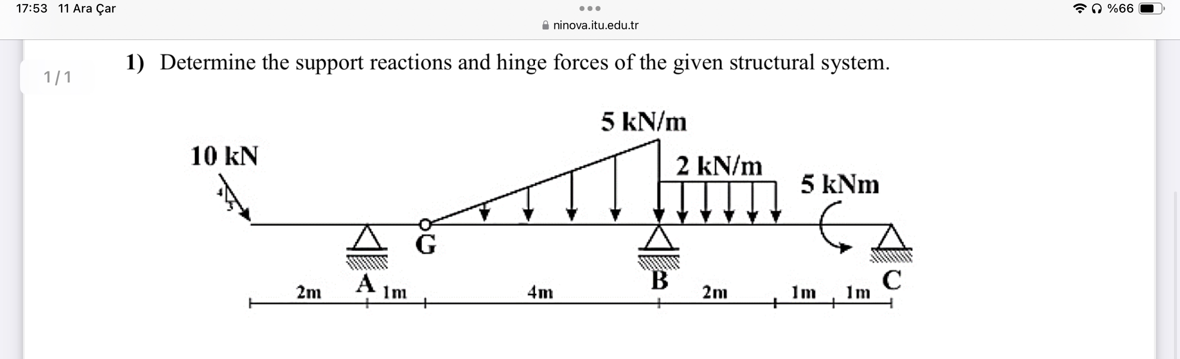 1 7 : 5 3 1 1 Ara ar 1 1 Determine the support