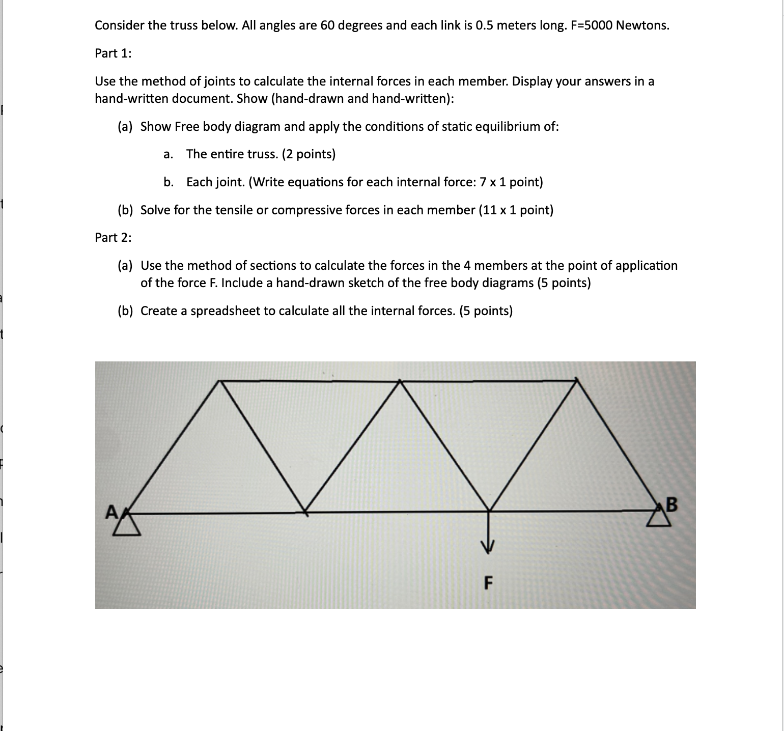 Consider the truss below. All angles are 6 0