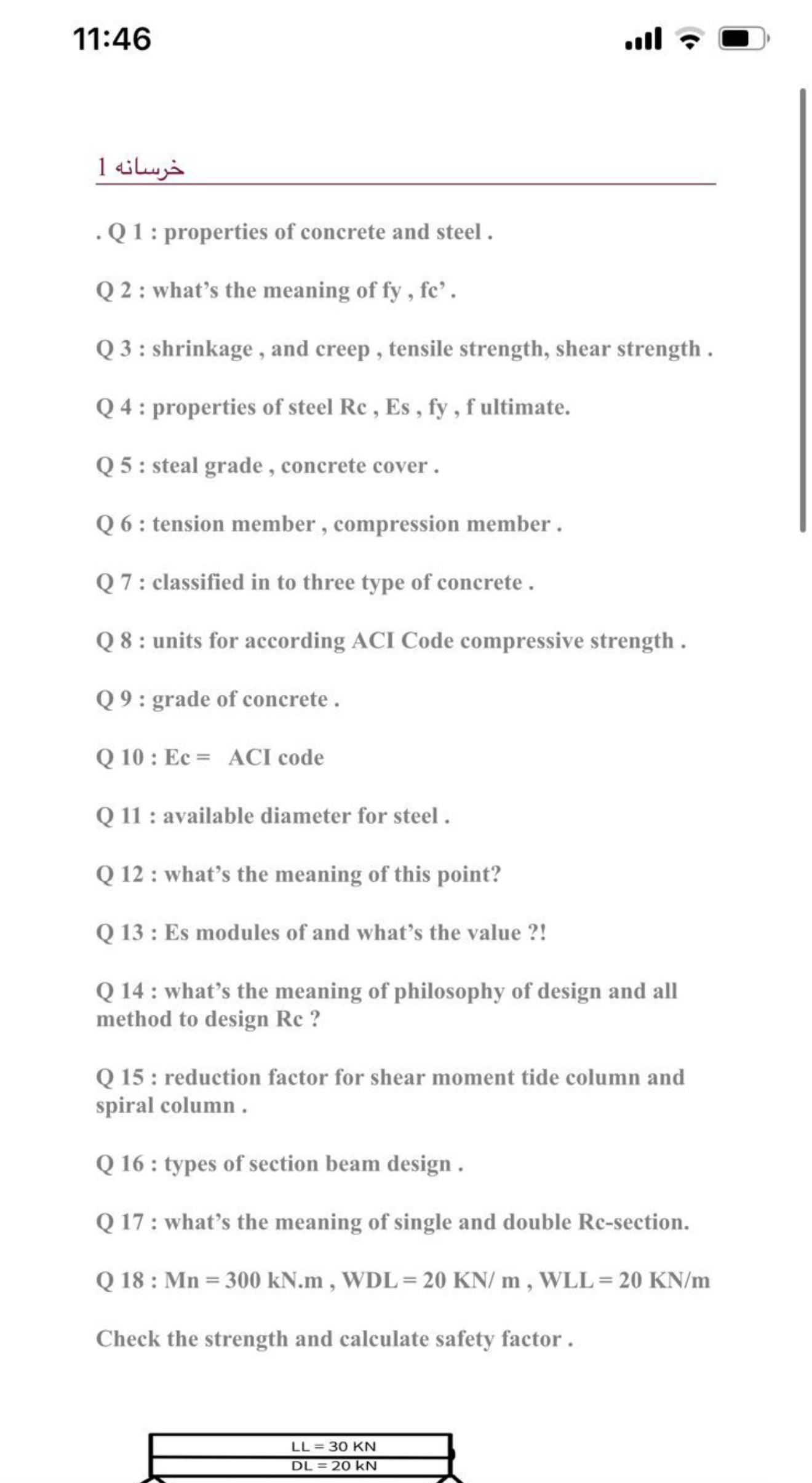 1 1 : 4 6 . I : 1 . Q 1 : properties of concrete