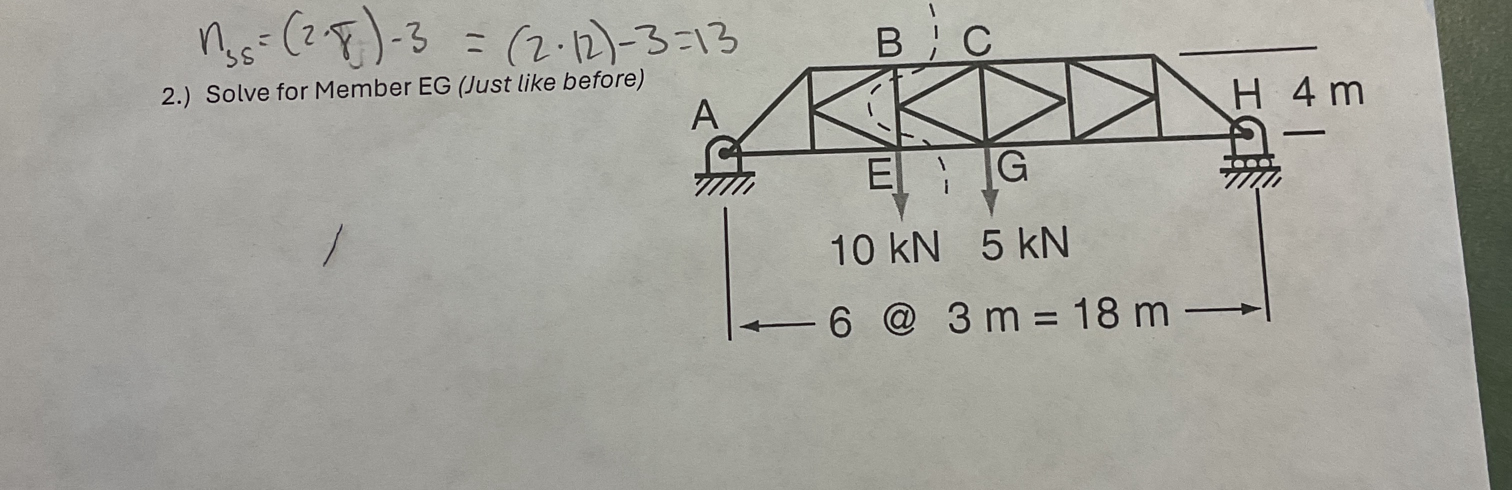 2 . ) Solve for Member EG