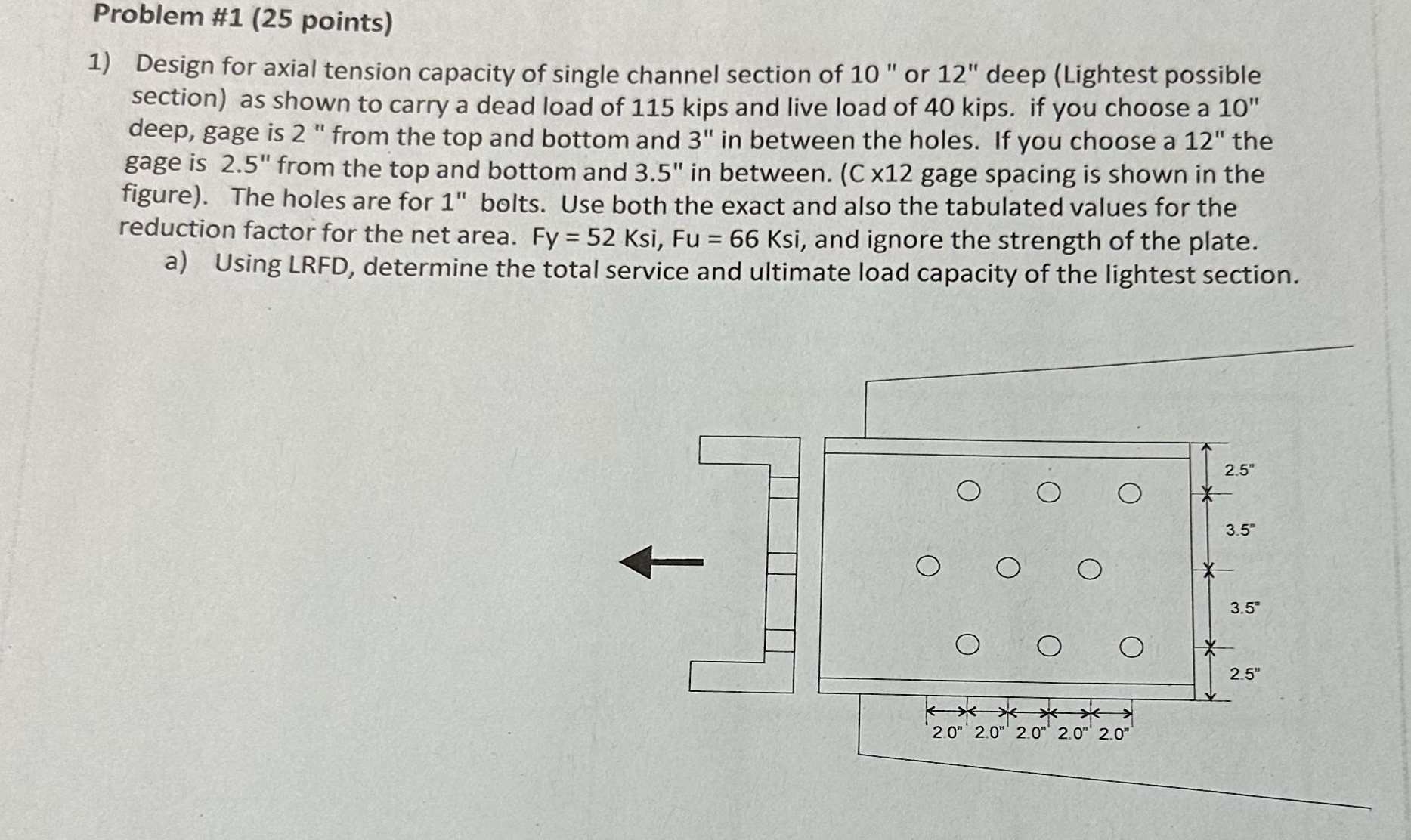 Problem # 1 ( 2 5 points ) Design for axial