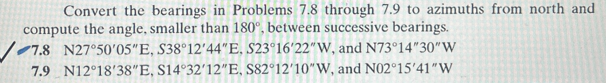 Convert the bearings in Problems 7 . 8 through 7