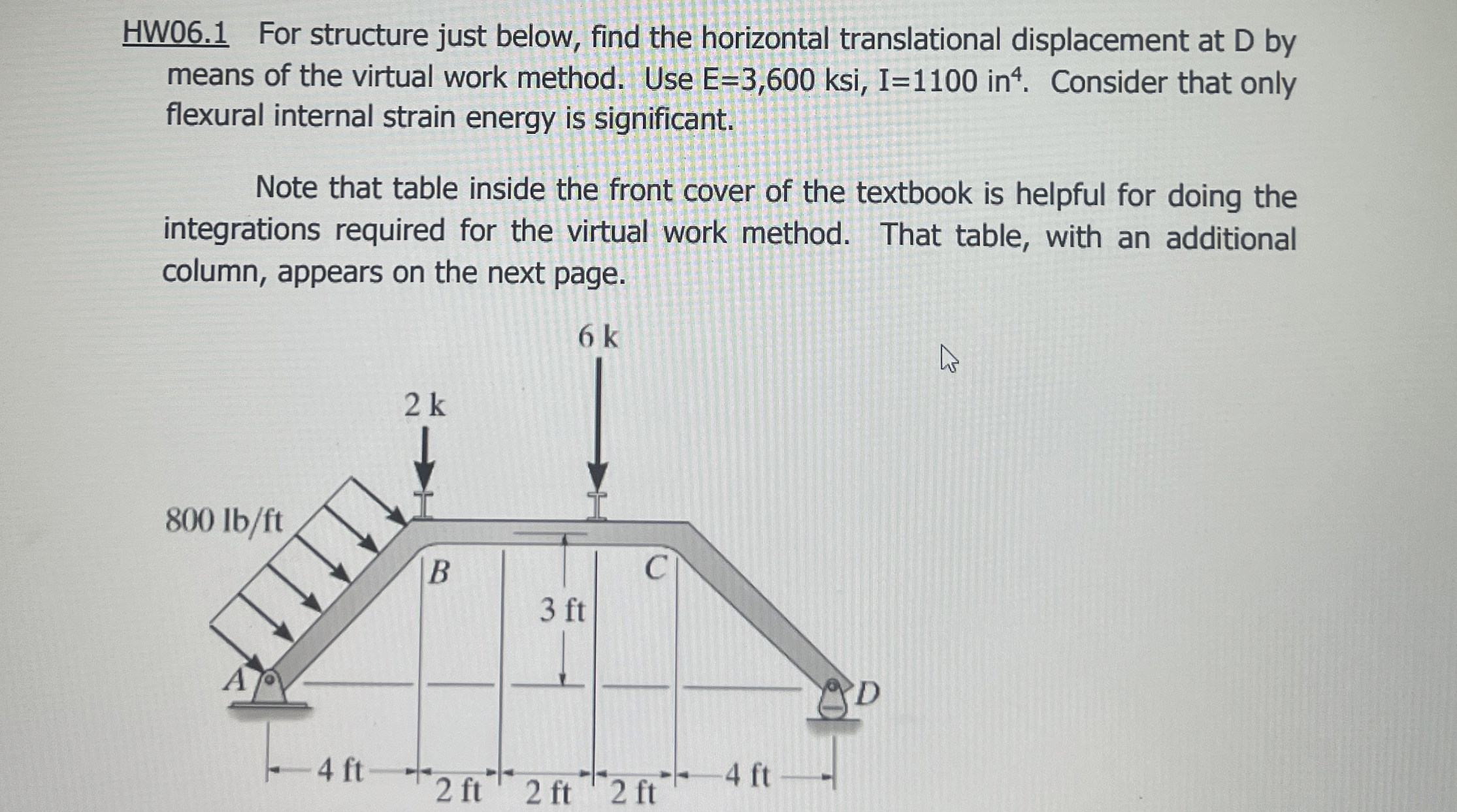 HW 0 6 . 1 For structure just below, find the
