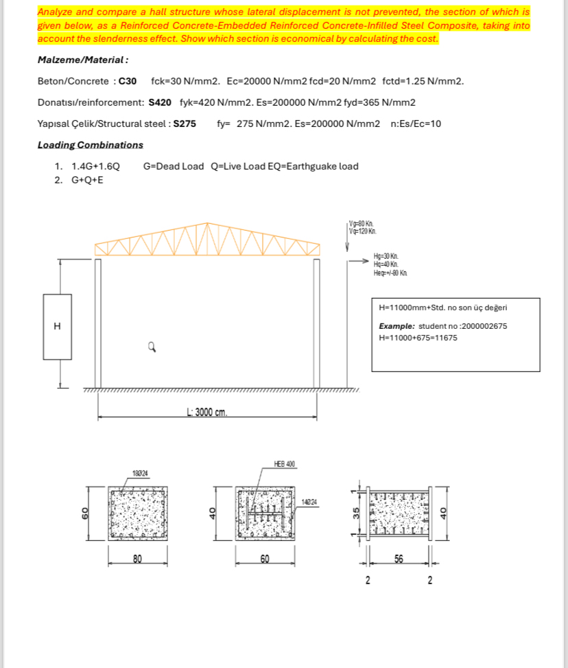 Analyze and compare a hall structure whose