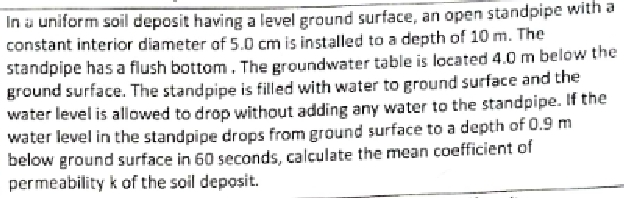 In a uniform soil deposit having a level ground