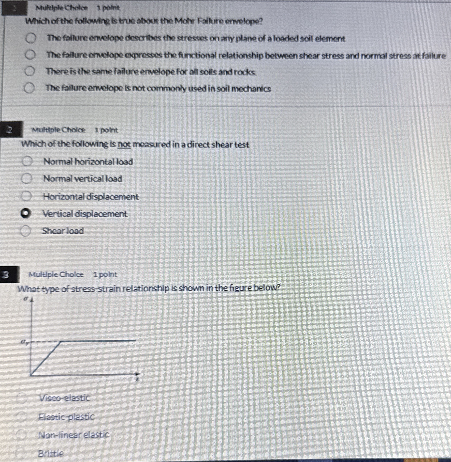 1 Multhplecholice 1 polnt Which of the following