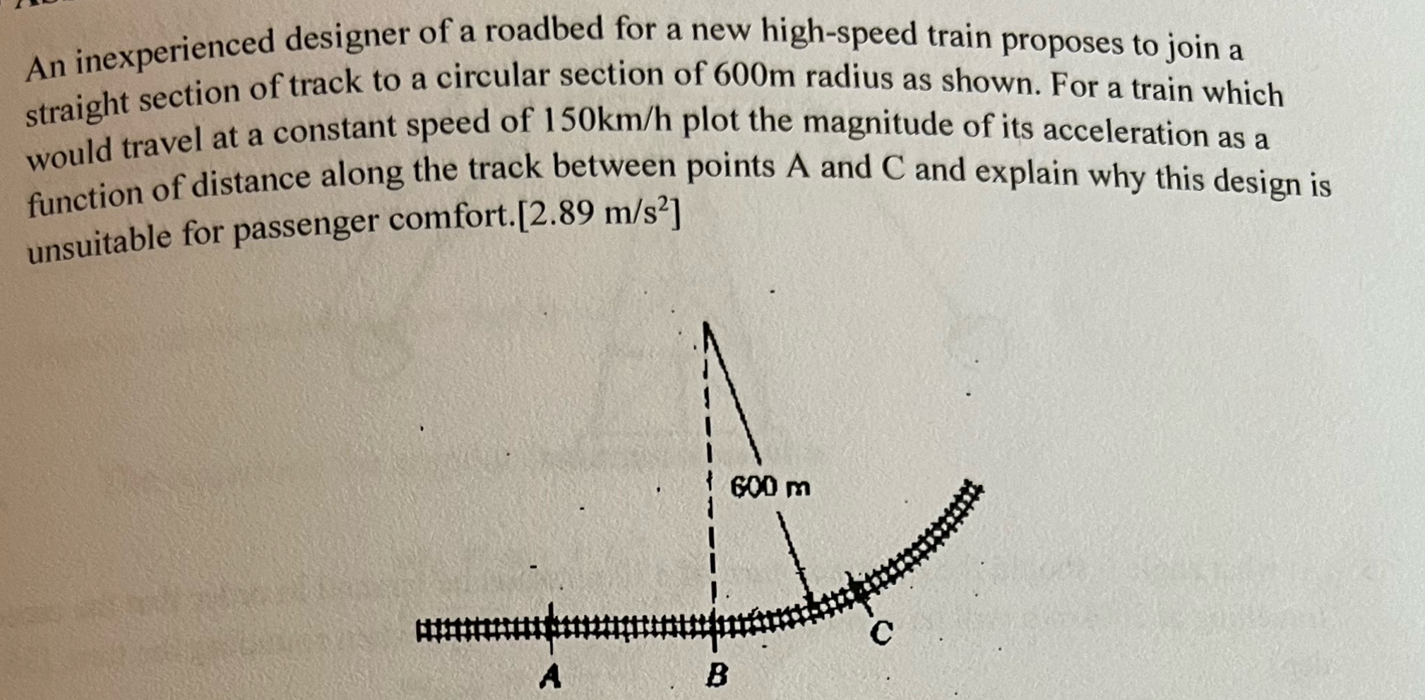 An inexperienced designer of a roadbed for a new