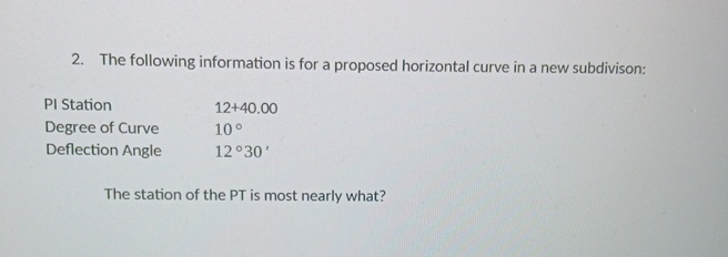 The following information is for a proposed