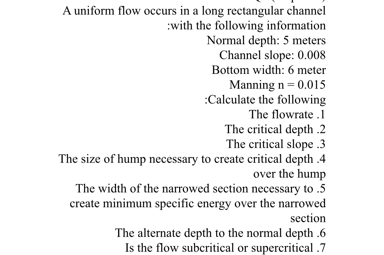 A uniform flow occurs in a long rectangular