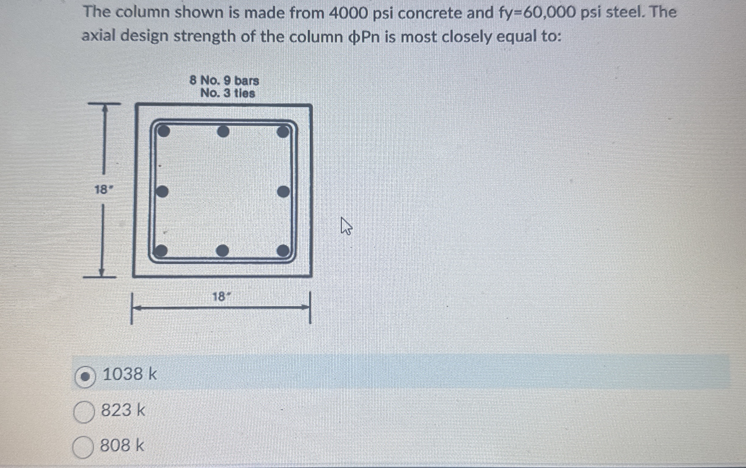 The column shown is made from 4 0 0 0 psi