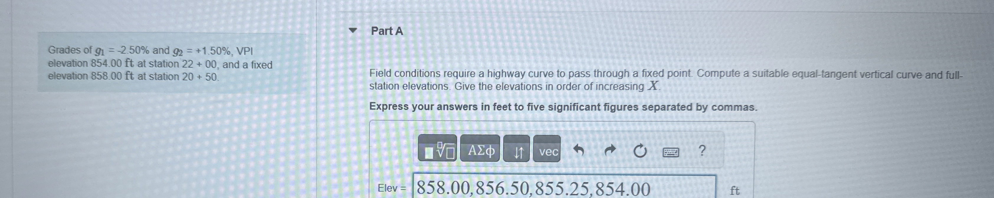 Grades of g 1 = - 2 . 5 0 % and g 2 = + 1 . 5 0 %