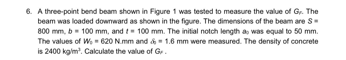 A three - point bend beam shown in Figure 1 was