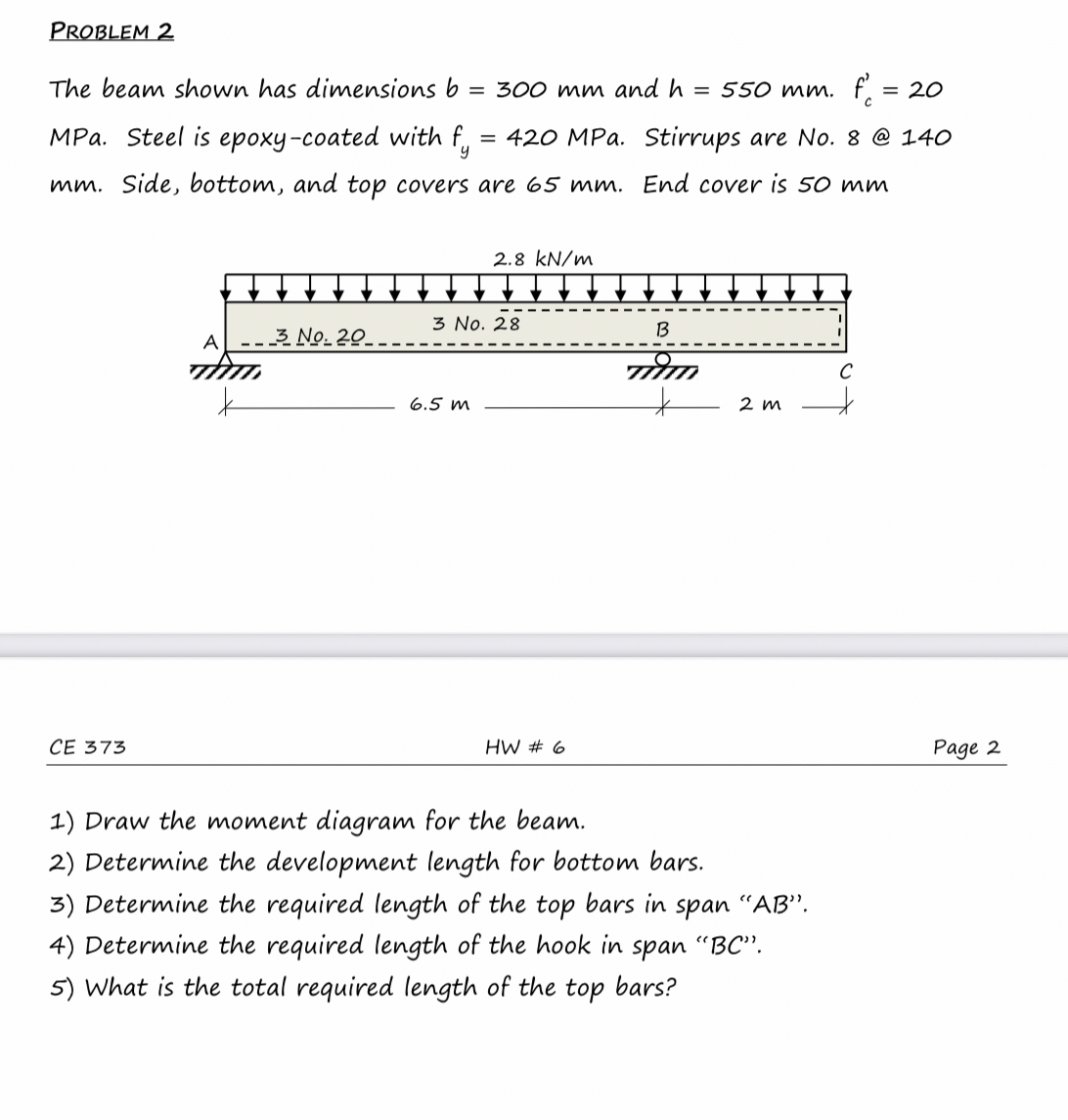 PROBLEM 2 The beam shown has dimensions b = 3 0 0