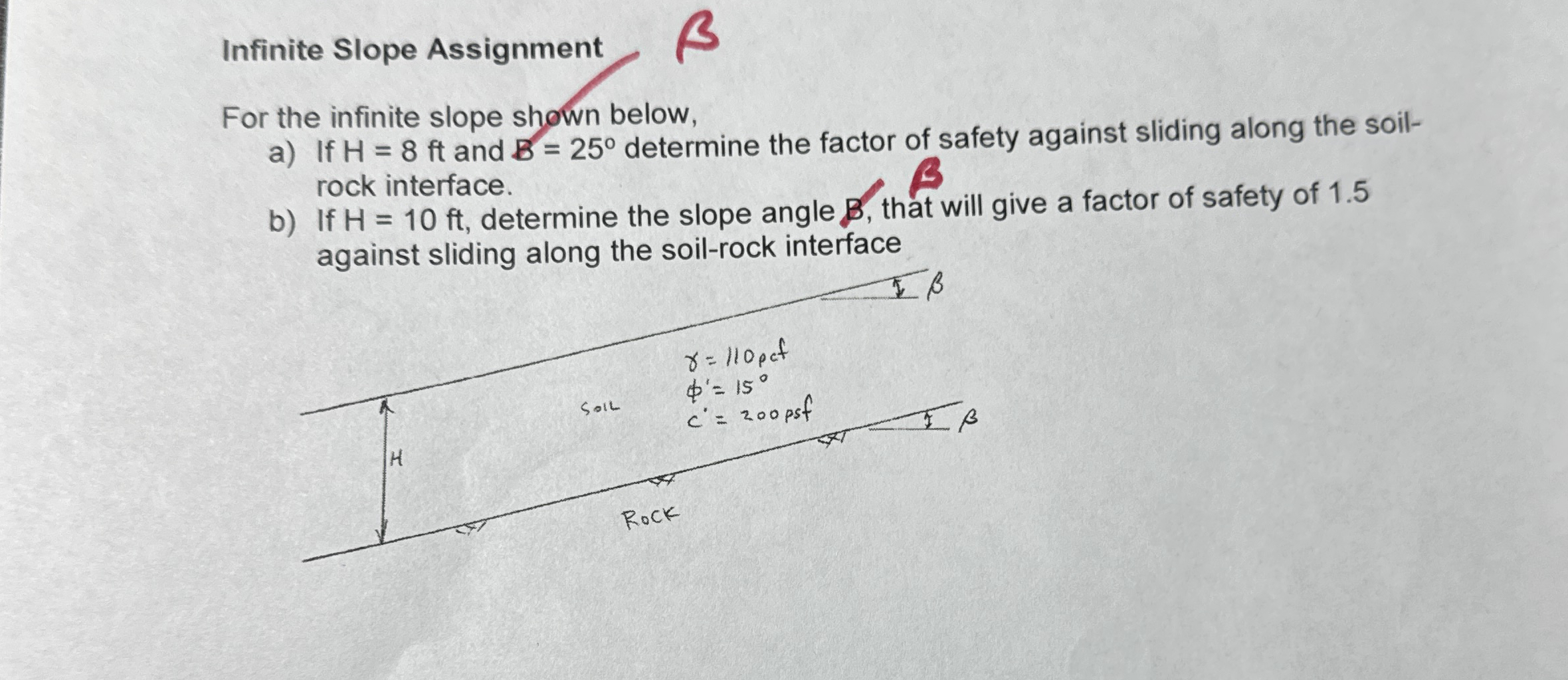 Infinite Slope Assignment For the infinite slope