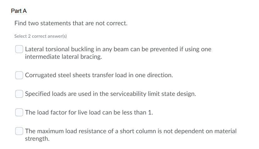 Part A Find two statements that are not correct.