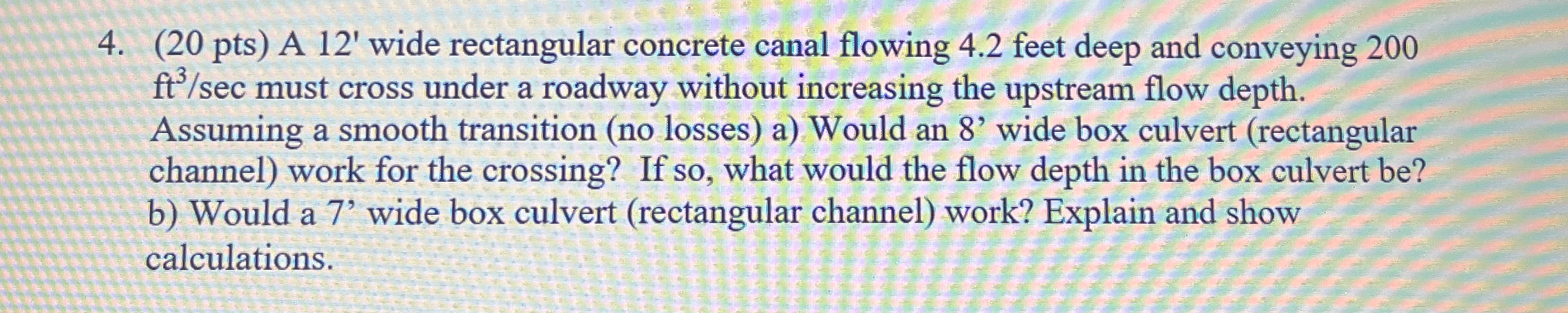 ( 2 0 pts ) A 1 2 ' wide rectangular concrete