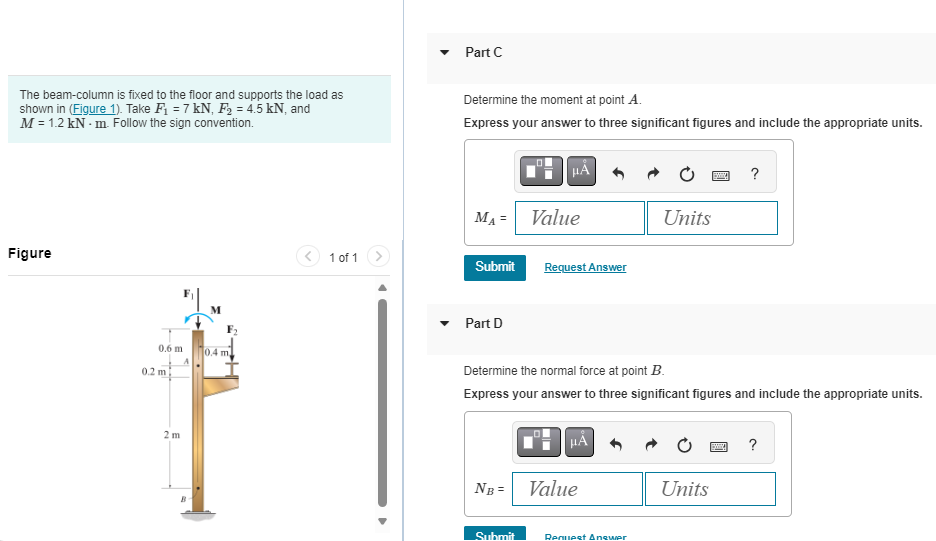 Part C The beam - column is fixed to the floor