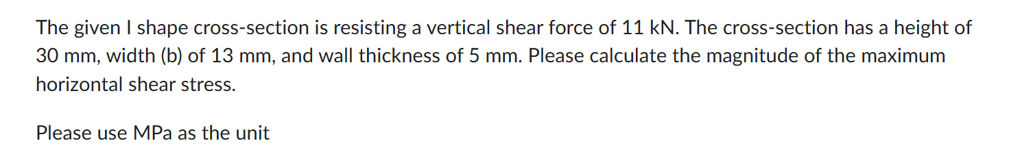 The given I shape cross - section is resisting a