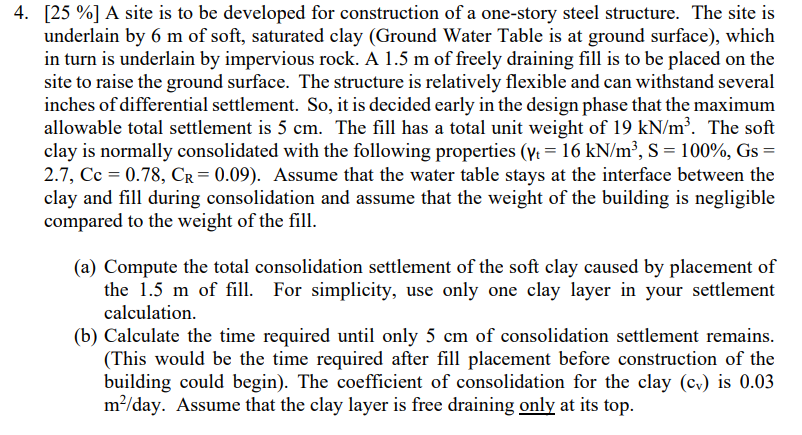 4 . \ ( [ 2 5 \ % ] \ ) A site is to be developed
