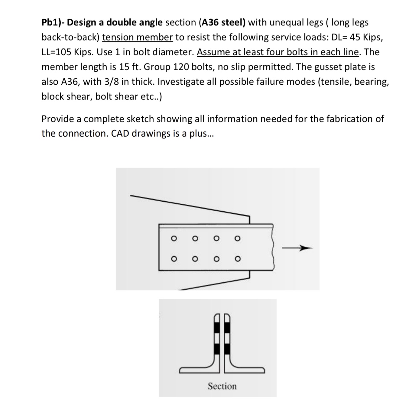 Pb 1 ) - Design a double angle section ( A 3 6