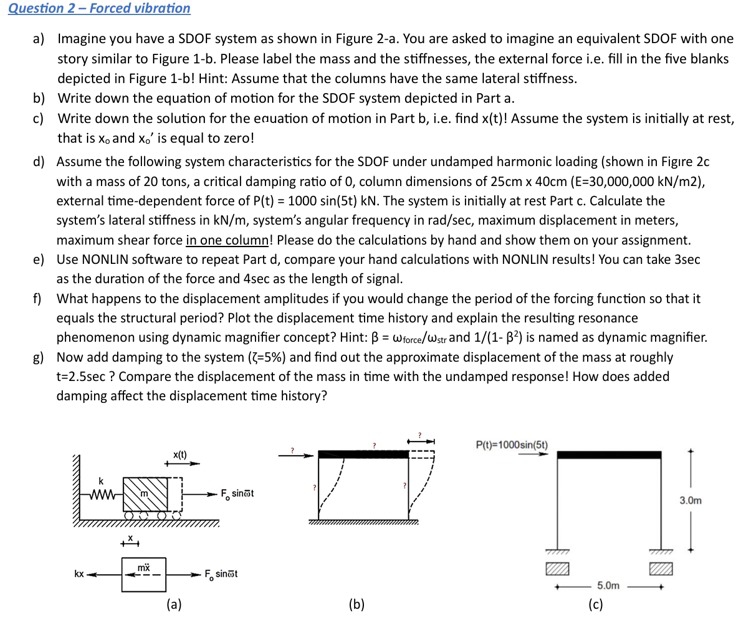 Question 2 - Forced vibration a ) Imagine you