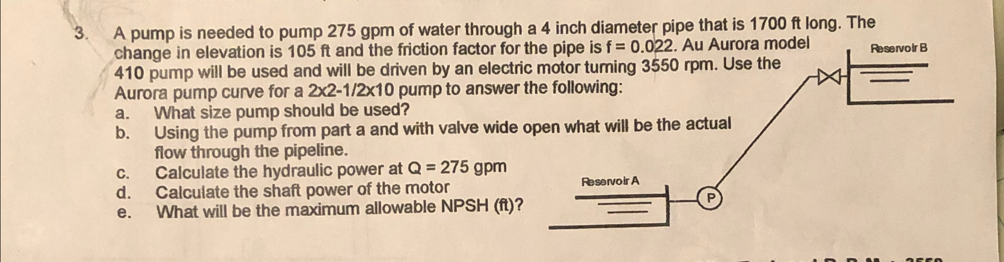 A pump is needed to pump 2 7 5 g p m of water