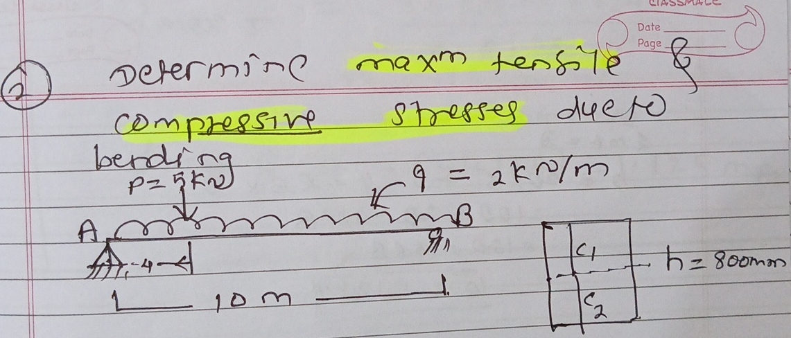 ( 2 ) Determinc maxm tensile & compressive