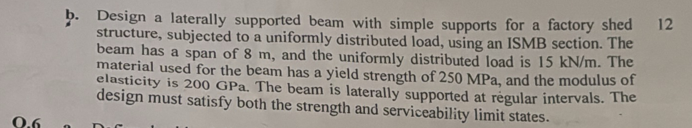 b . Design a laterally supported beam with simple