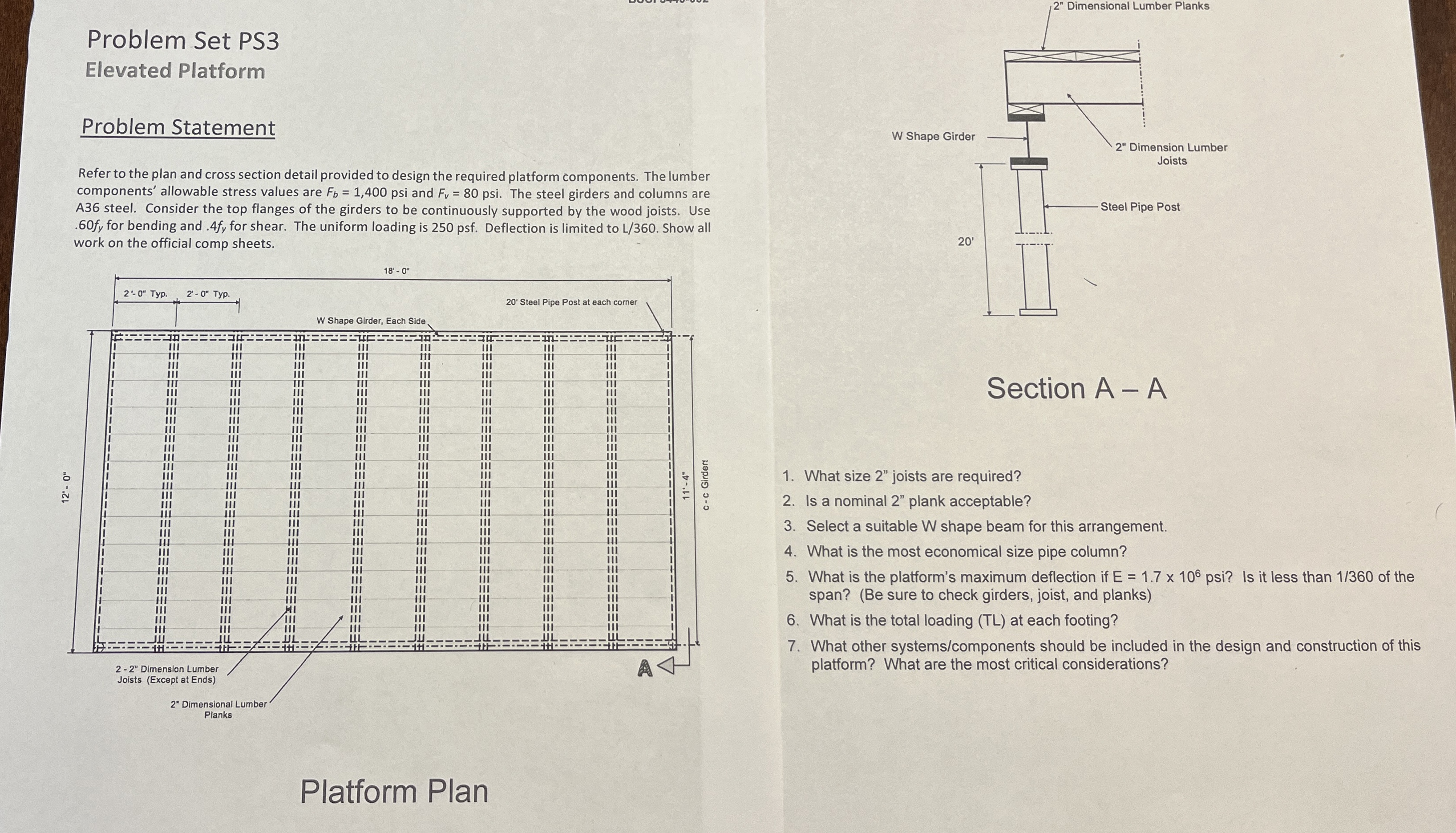 Problem Set PS 3 Elevated Platform Problem
