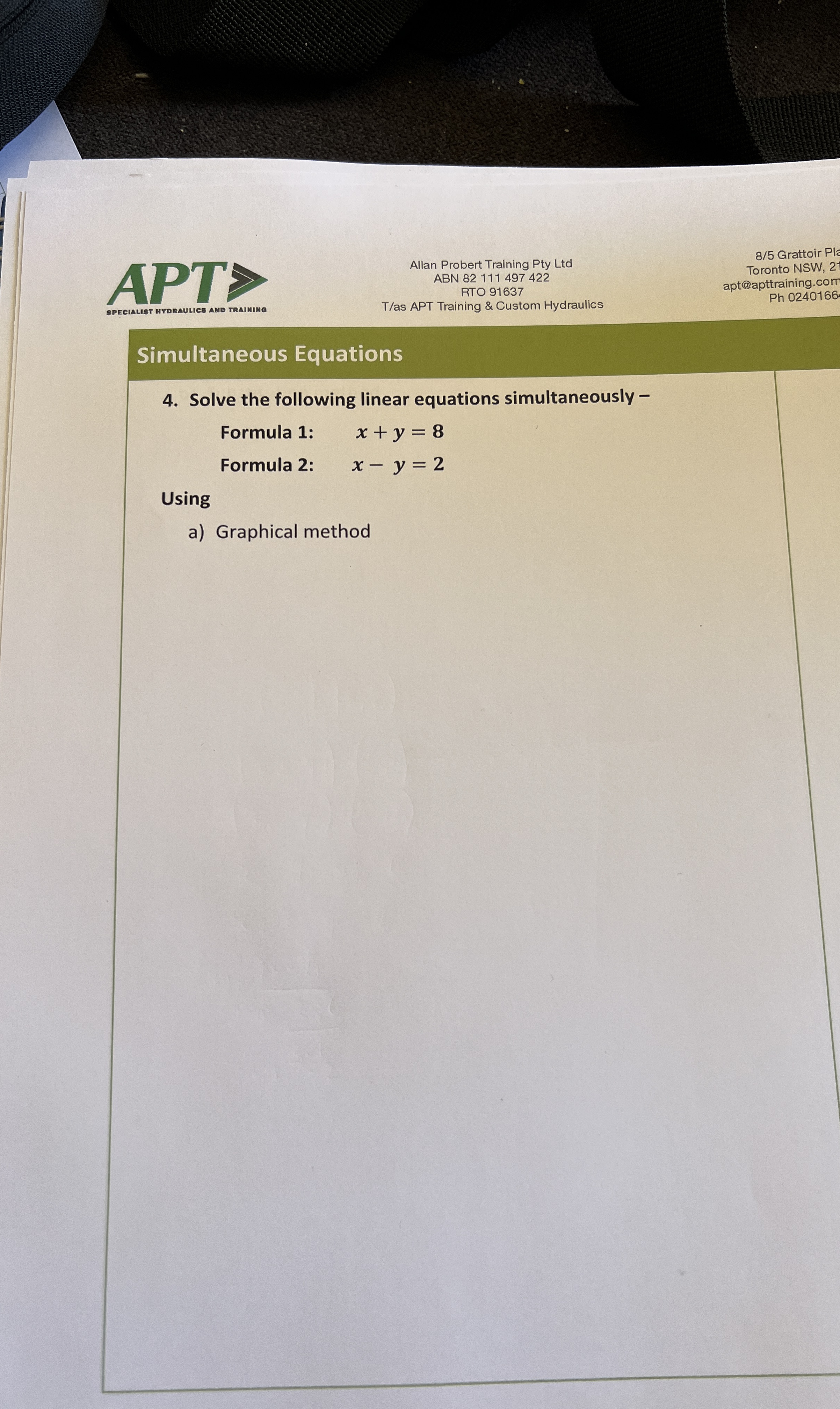 APT Allan Probert Training Pty Ltd 8 / 5 Grattoir