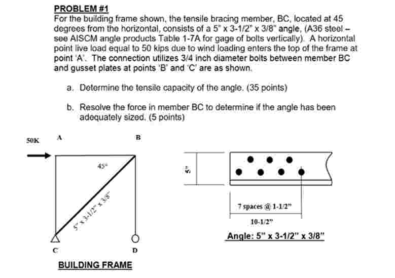 PROBLEM \ # 1 For the building frame shown, the