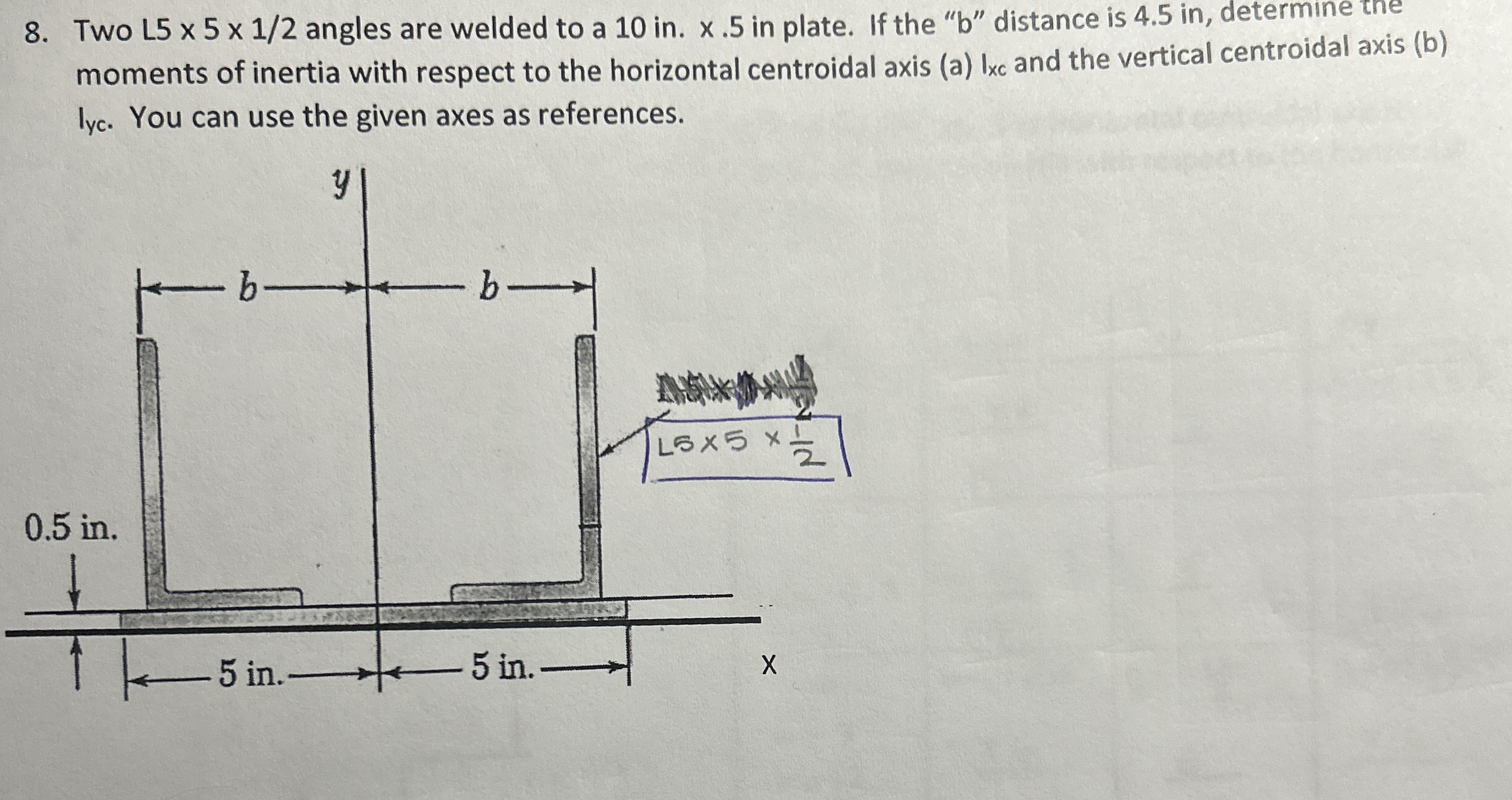 Two L 5 5 1 2 angles are welded to a 1 0 i n . .