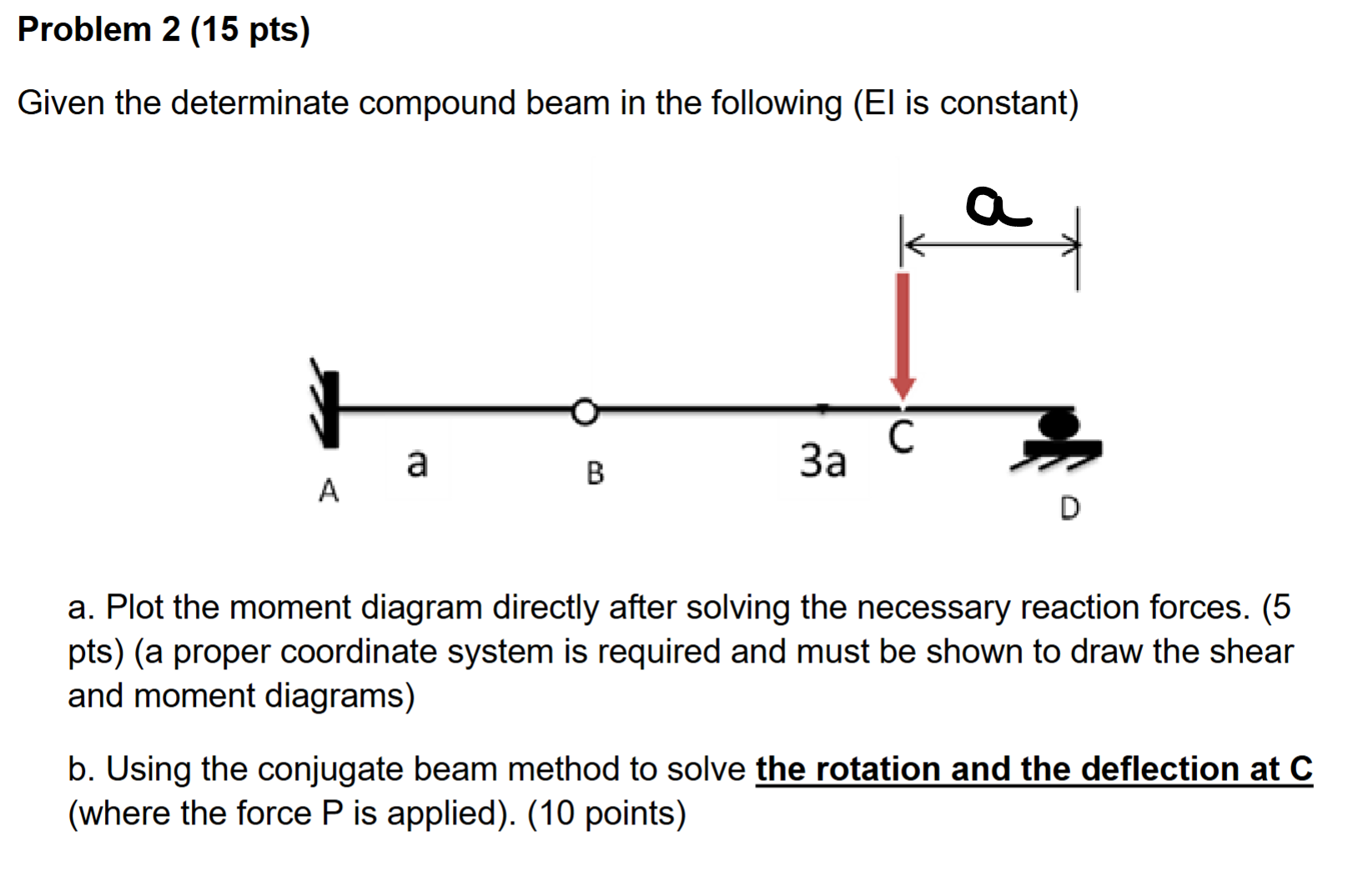 Problem 2 ( 1 5 pts ) Given the determinate