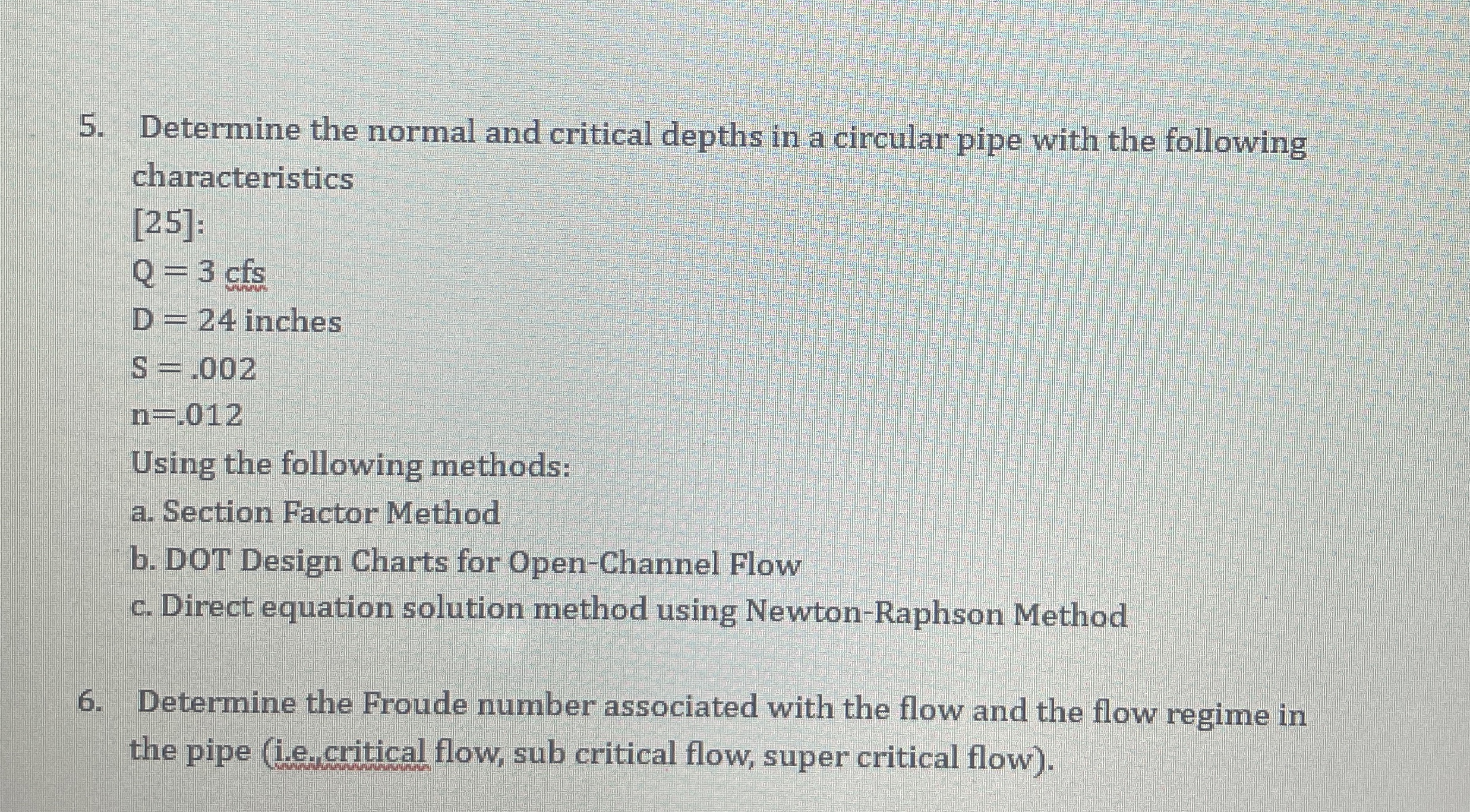 Determine the normal and critical depths in a