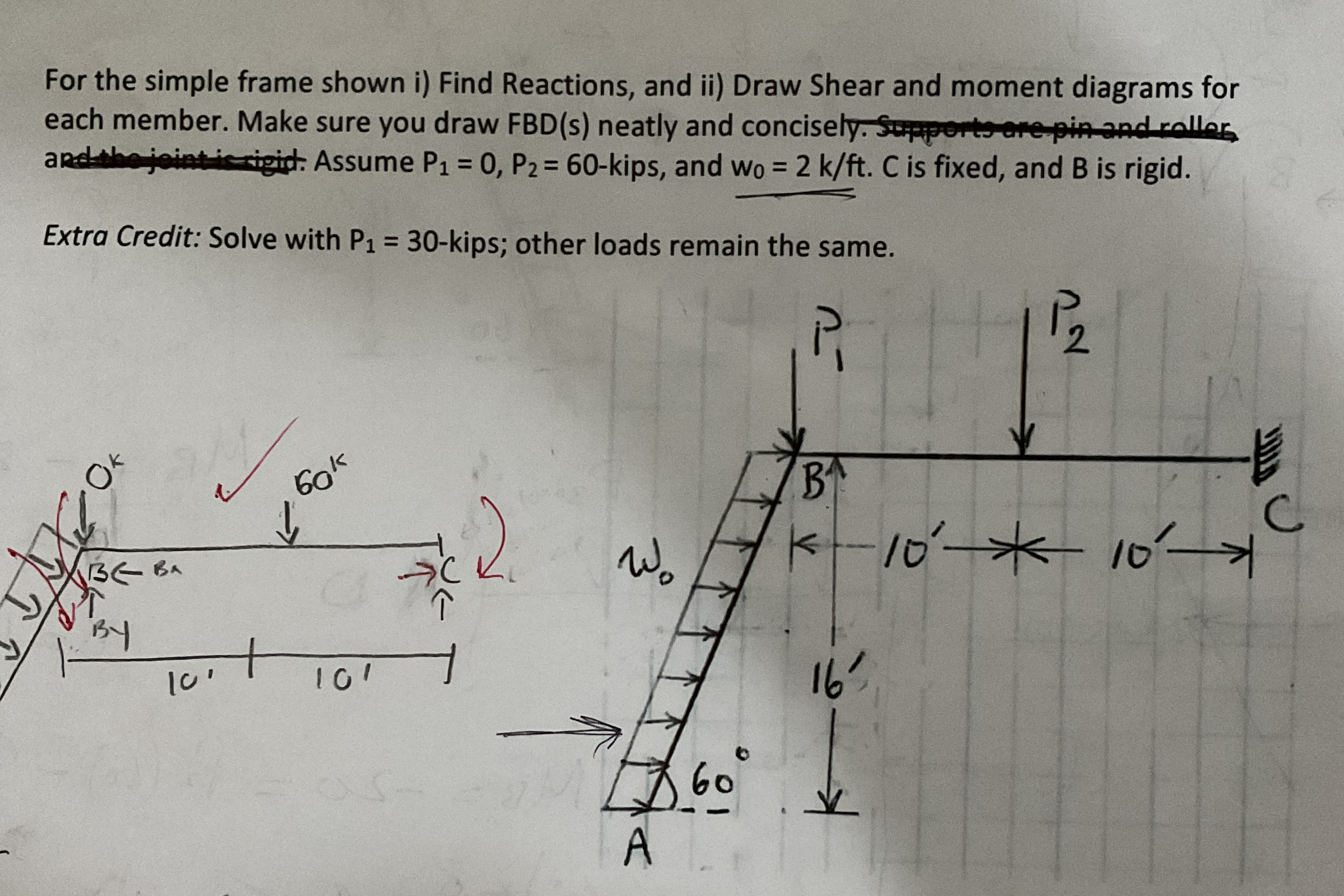 How to solve For the simple frame shown i ) Find